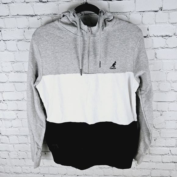 KANGOL | colour block ⅓ zip pullover hoodie - Picture 1 of 9